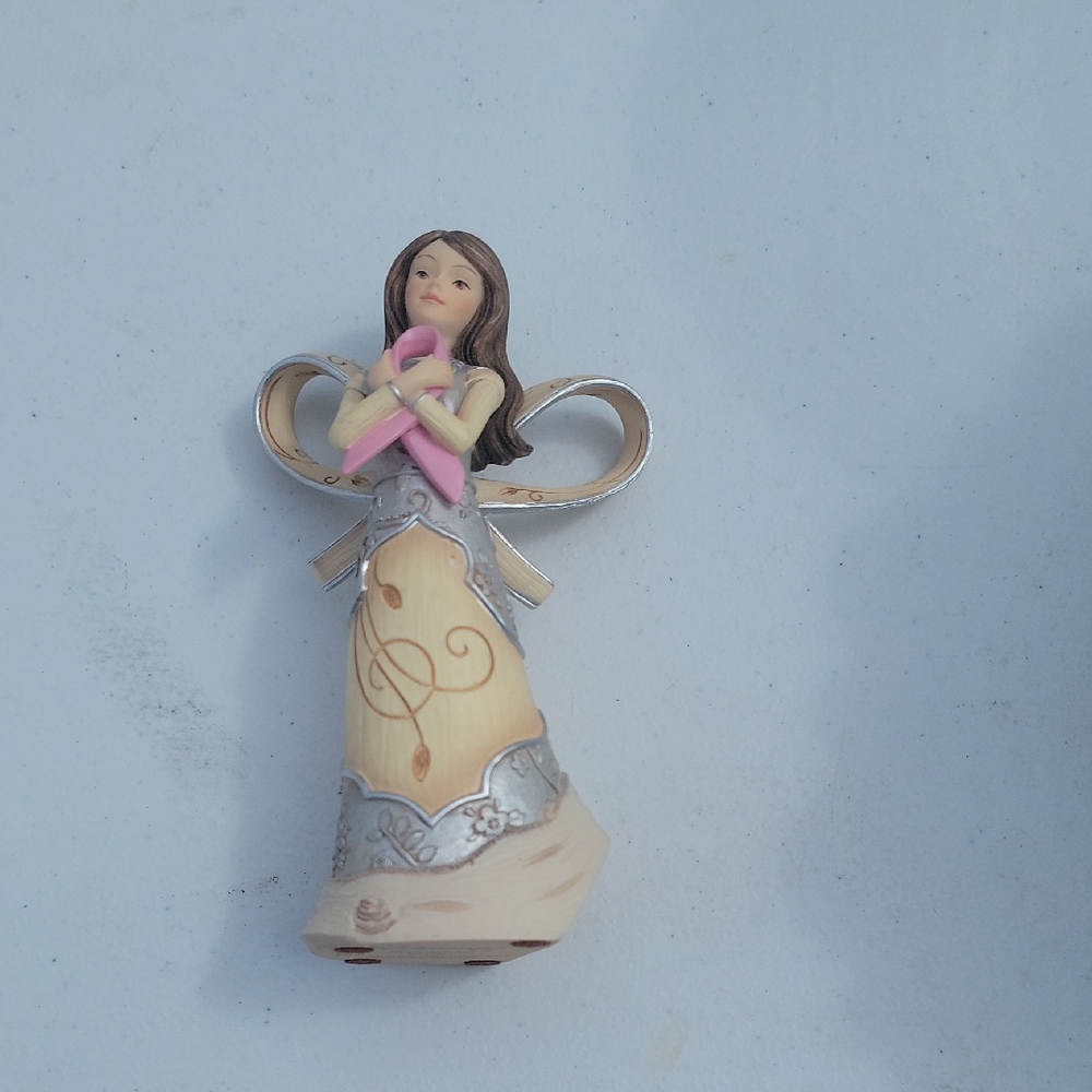 Angel Figurine with Pink Ribbon